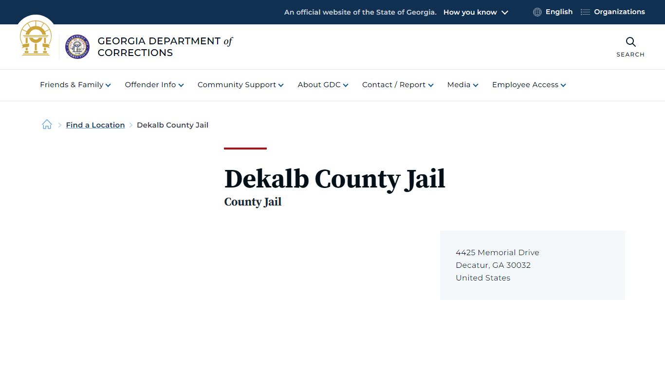 Dekalb County Jail | Georgia Department of Corrections